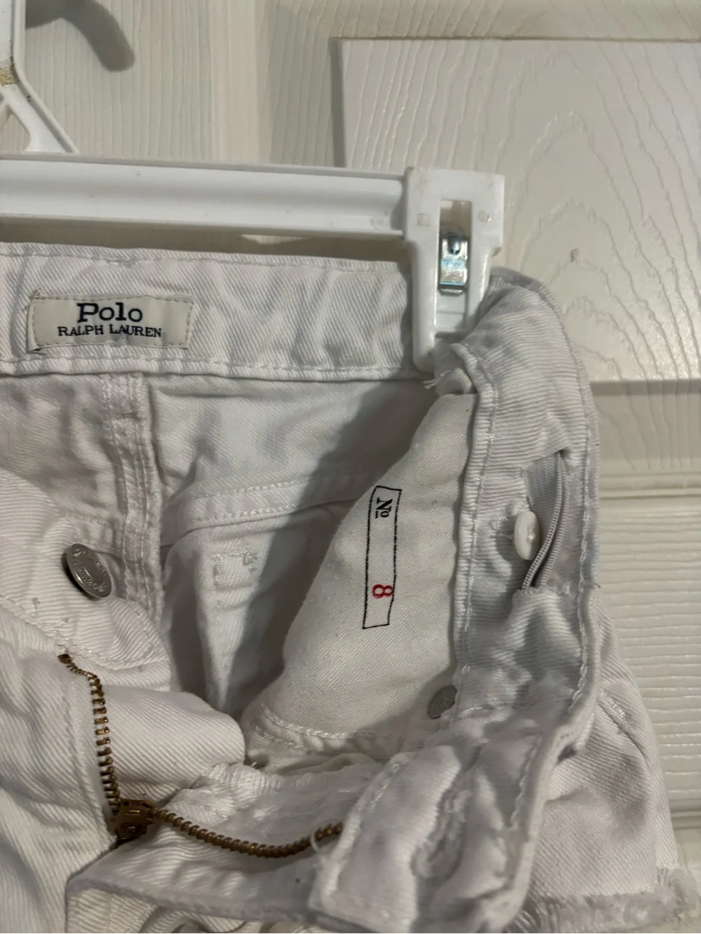 Ralph Lauren White Denim Frayed Hem Jean Shorts